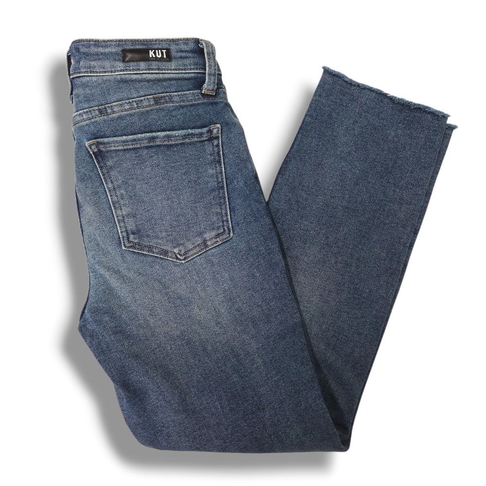Kut From The Kloth Reese High Rise Fab AB Ankle Straight Cropped Jeans Raw Hem 2